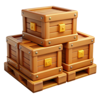 3D Render Stacked Wooden Crates png