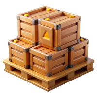 3D Render Wooden Crates on Pallet png