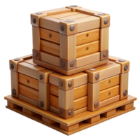 3D Render Wooden Crates on Pallet png