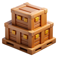 3D Render Stacked Wooden Crates on Pallet png