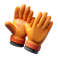 3D Render Orange Gloves High Five png