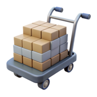 3D Render Stacked Cubes on Hand Truck png