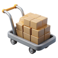 3D Render of Handcart with Stacked Cubes png