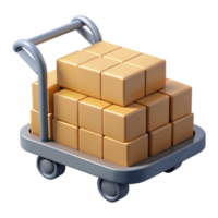 3D Render of a Cart with Boxes png