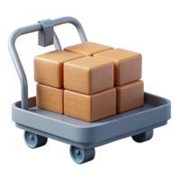3D Render of Cart with Cubic Packages png
