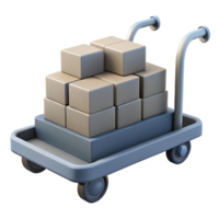 3D Render of a Cart with Packages png