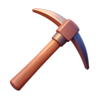 3D Render Pickaxe Wooden Handle Mining Tool png