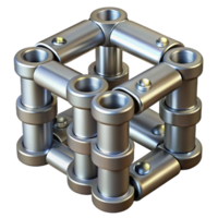 3D Render Metallic Cube Joint Structure png