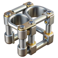 3D Render Metallic Interlocking Cube png