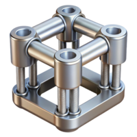 3D Render Metallic Cube Structure Illustration png