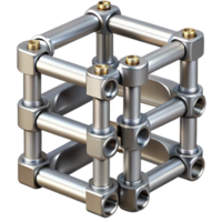 3D Render Metallic Cube Structure Illustration png