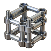 3D Render Metallic Cube Joint Structure Illustration png