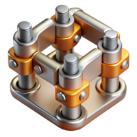 3D Render of Interlocking Metal Structure png