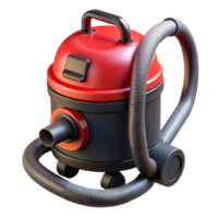 Red and Black Canister Vacuum Cleaner 3D Illustration png