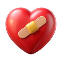 3D Render Red Heart with Bandage Illustration png