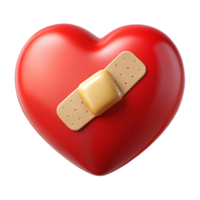 3D Render Red Heart with Bandage Illustration png