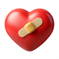 3D Render Red Heart with Bandage Illustration png