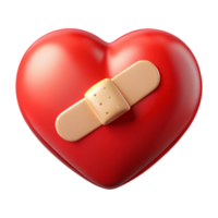 3D Render Red Heart with Bandage Illustration png