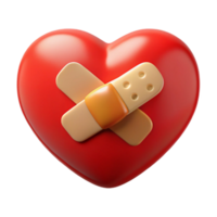 3D Render Red Heart with Bandages png