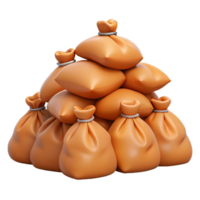 3D Render Orange Sacks Pile png