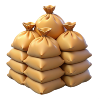 3D Render Stack of Burlap Sacks png