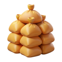 3D Render Stack of Yellow Sacks png