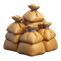 3D Render Stack of Burlap Sacks png