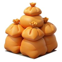 3D Render Orange Sacks Stack Illustration png