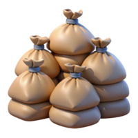 3D Render Stack of Burlap Sacks png