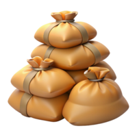 3D Render Stacked Burlap Sacks Illustration png