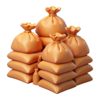 3D Render Stack of Burlap Sacks png