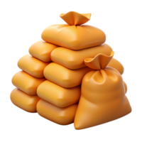 3D Render Stack of Yellow Sacks png
