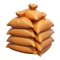 3D Render Stack of Orange Burlap Sacks png