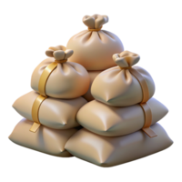 3D Render Stacked Burlap Sacks png