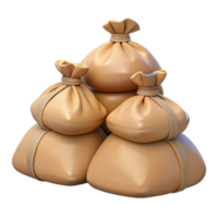 3D Render Stack of Burlap Sacks png