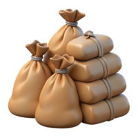 3D Render of Burlap Sacks and Bundles png