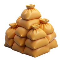 3D Render Stack of Golden Bags Illustration png