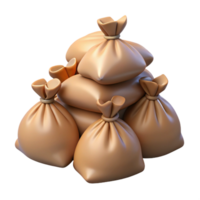 3D Render of Stacked Burlap Sacks png