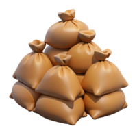 3D Render Stack of Burlap Sacks png