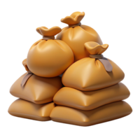 3D Render Stack of Burlap Sacks png