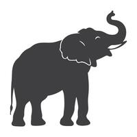 A distinguished elephant icon silhouette, featuring its iconic trunk and tusks, representing wisdom, strength, and majestic presence. vector