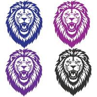 A bold lion head silhouette, showcasing its magnificent mane and fierce gaze, symbolizing strength, courage, and royalty vector