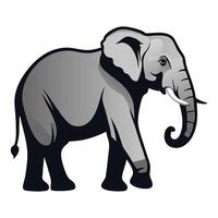 A distinguished elephant icon silhouette, featuring its iconic trunk and tusks, representing wisdom, strength, and majestic presence. vector