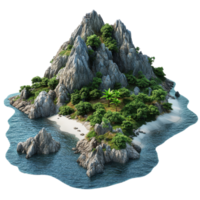 Stunning Mountain View of an Island on a White Background for Travel Promotions on transparent background png