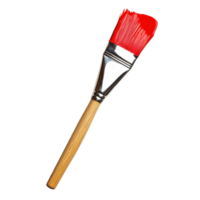 Paintbrush Icon with Wooden Handle and Red Paint for Creative Projects on transparent background png