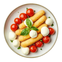 Delicious Plate of Mozzarella Sticks Perfect for Snacking on transparent background png