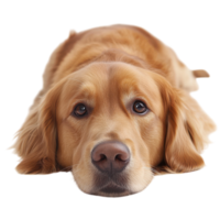 Golden Retriever Relaxing on White Floor - Ideal for Pet Adoption and Dog Care Topics on Transparent Background png