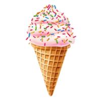 Delicious Ice Cream Cone with Colorful Sprinkles for Desserts on Transparent Background png