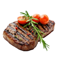 Grilled Steak with Fresh Garnish for Culinary Use on Transparent Background png