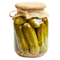 Jar of Pickles Isolated on White Background for Food Photography on Transparent Background png